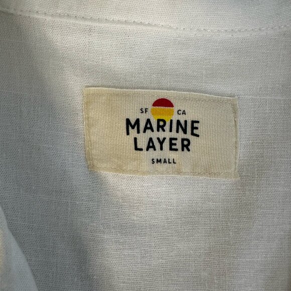Marine Layer Shirt Button Down Short Sleeve Womans Hemp Blend Casual Small Relax - Picture 4 of 10